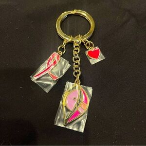 3 For $20! Gold Toned& Pink Ribbon Keychain Estee Lauder Breast Cancer Awareness